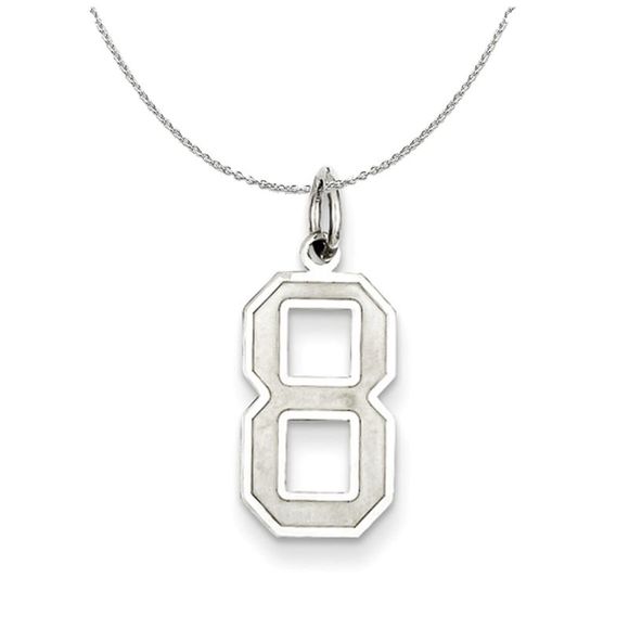 Sterling Silver, Jersey Collection, Medium Number 8 Necklace - 16 inch - Picture 1 of 7